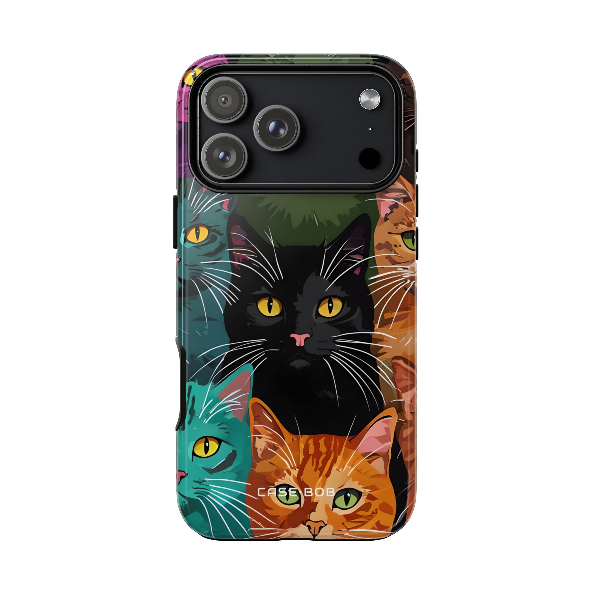 Teal Cat Grid iPhone 17 Pro Max Case - Tough - CASE•BOB
