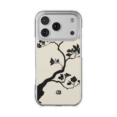 Beige Impact MagSafe Phone Case for iPhone - Obsidian Bonsai Silhouette