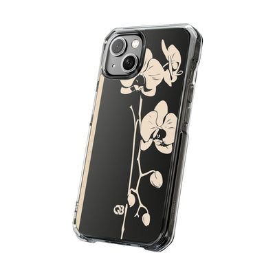 Black Impact MagSafe Phone Case for iPhone - Obsidian Bone Orchid