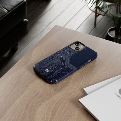 Blue Tough Phone Case for iPhone - Cobalt Data Stream