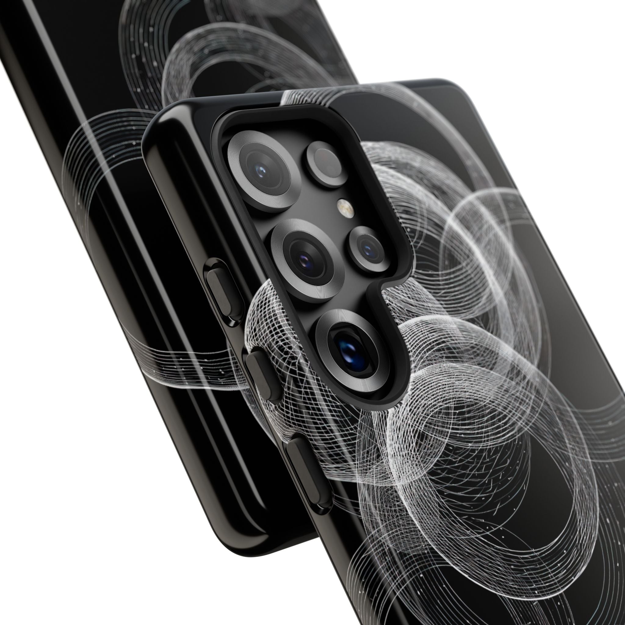 Black Tough Phone Case for Samsung - Kinetic Wireframe Orbit