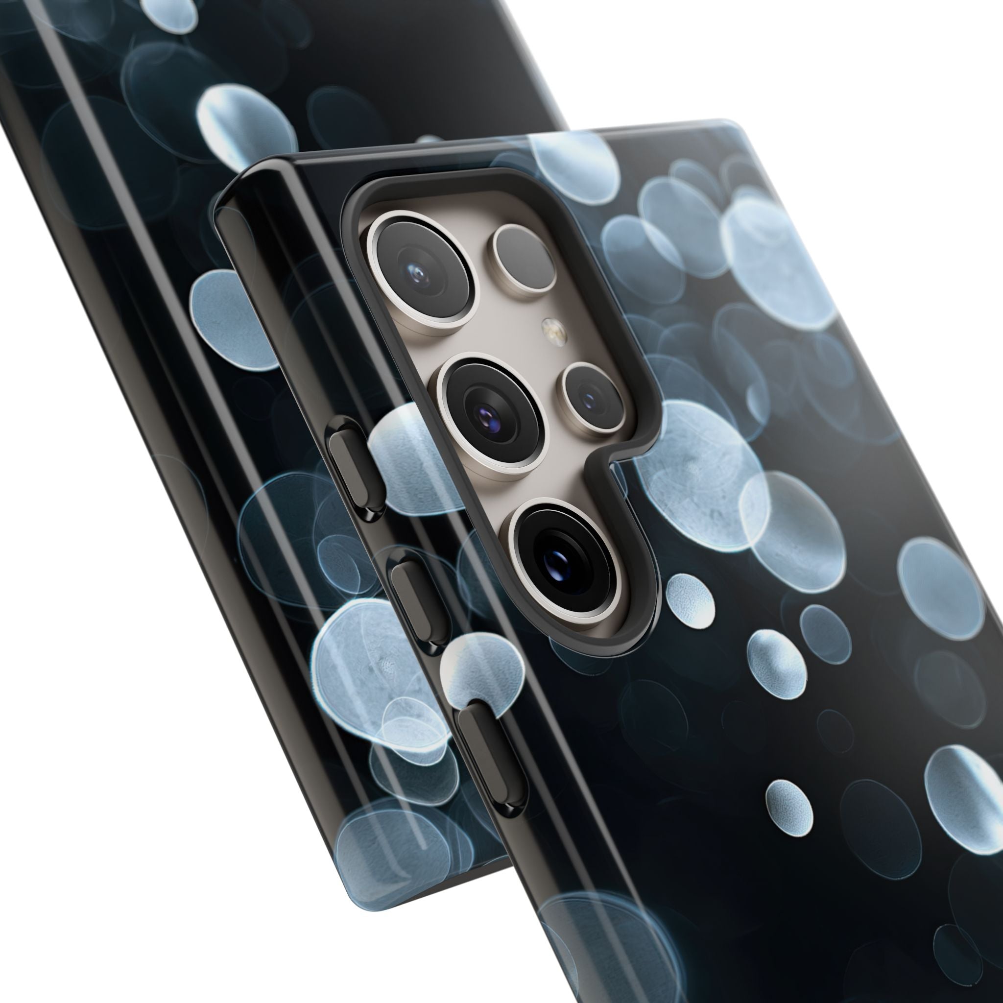 Black Tough Phone Case for Samsung - Silver Orbit Glow