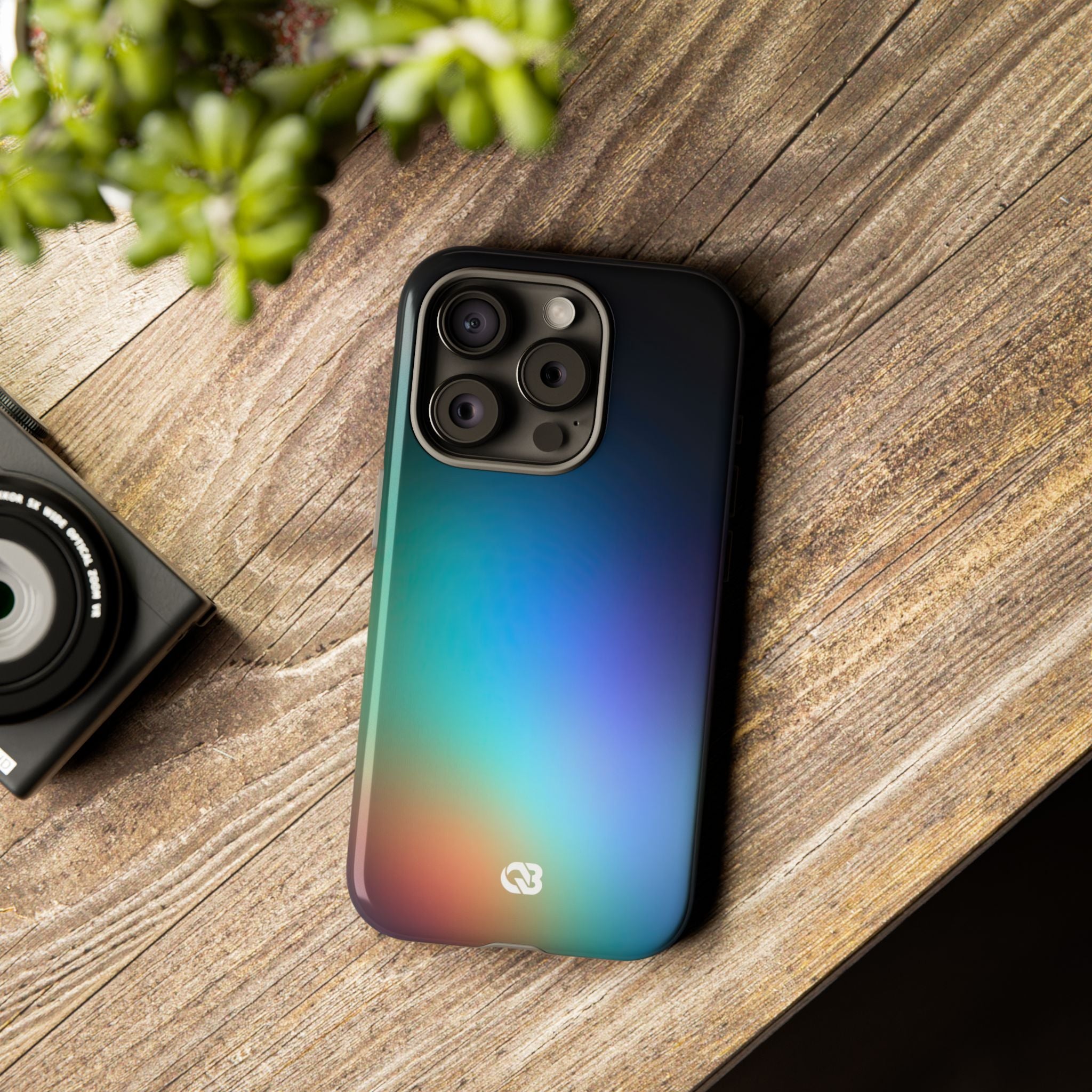 Black Tough Phone Case for iPhone - Electric Prism Grain