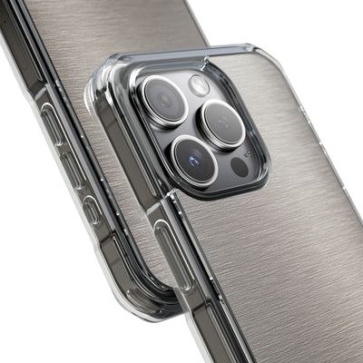 Grey Impact MagSafe Phone Case for iPhone - Brushed Nickel Linen