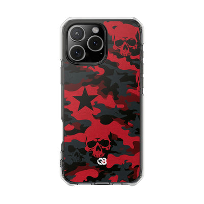 Crimson Skull Camo · Clear Impact Magnetic Phone Case for iPhone · Red