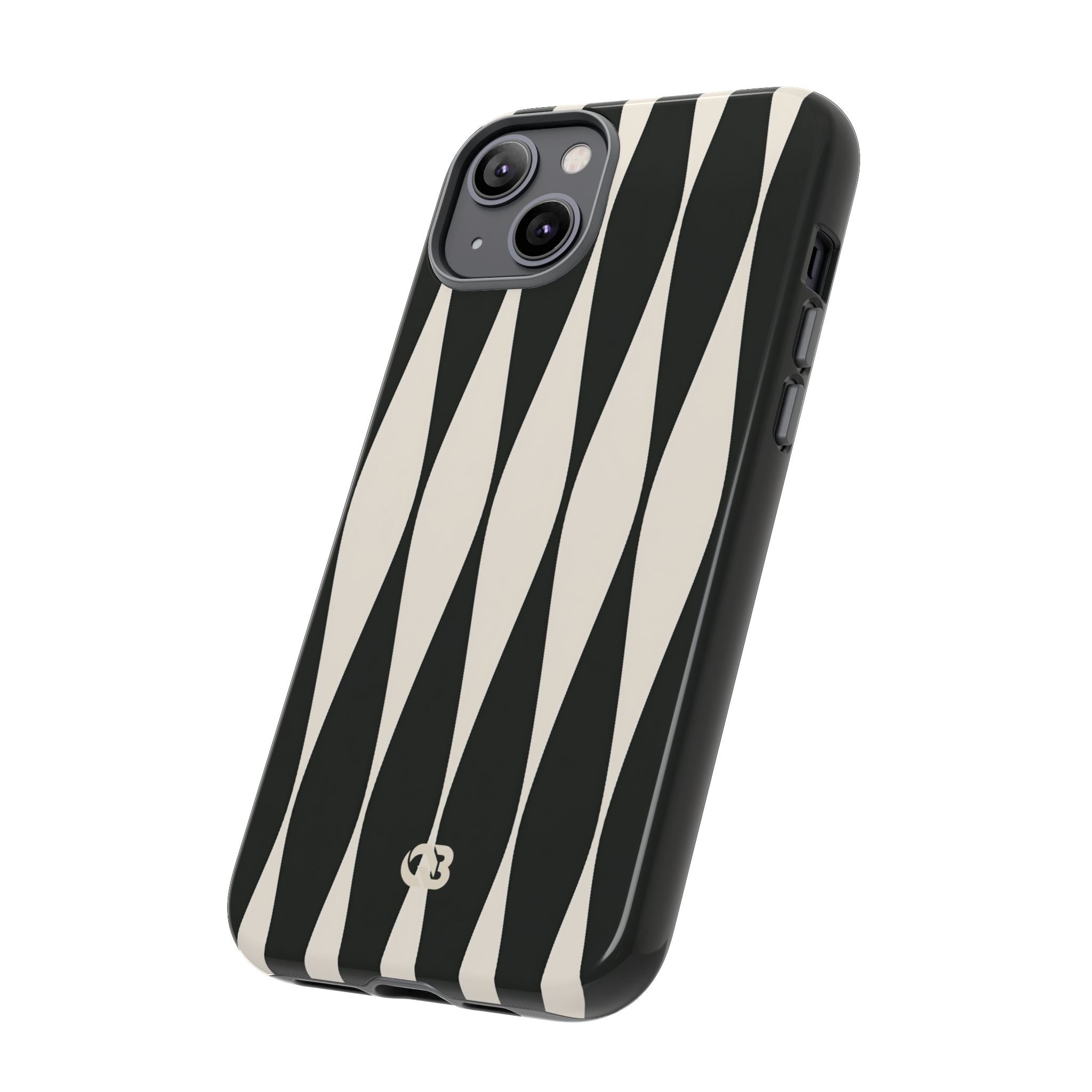 Black Tough Phone Case for iPhone - Ivory Spindle Grid