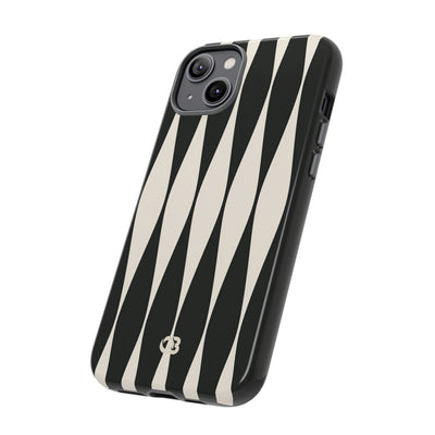 Black Tough Phone Case for iPhone - Ivory Spindle Grid