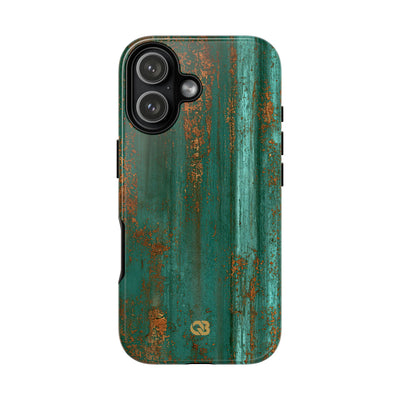 Teal Tough Phone Case for iPhone - Verdigris Copper Siding