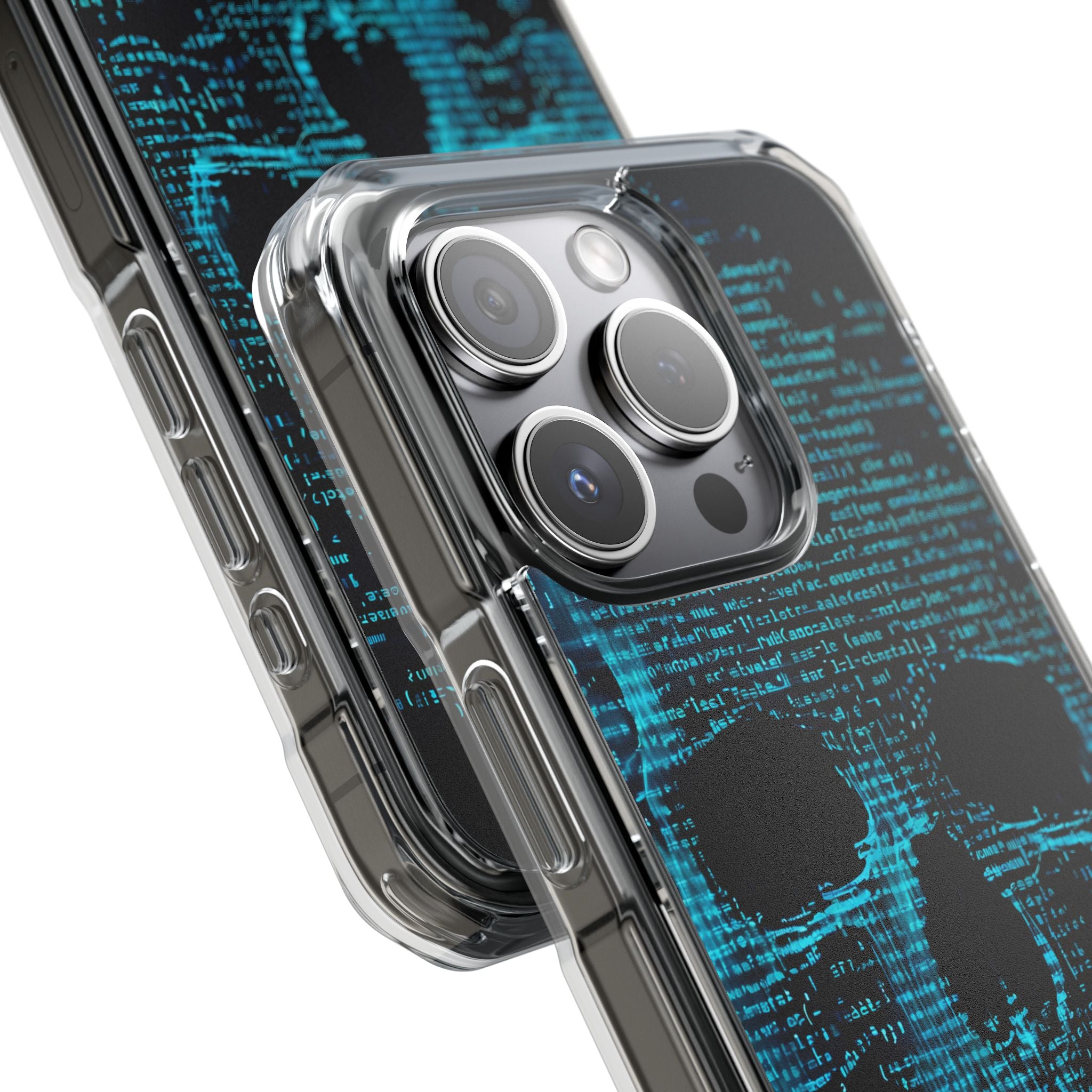 Cyan Glitch Skull · Impact Custodia per iPhone · Magsafe