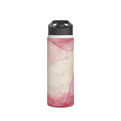 Crimson Ribbon Waves - Stainless Steel Water Bottle
