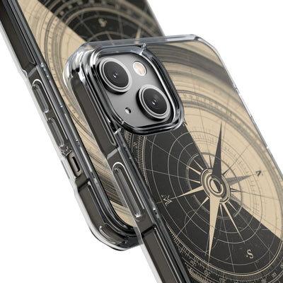 Beige Impact MagSafe Phone Case for iPhone - Obsidian Nautical Blueprint