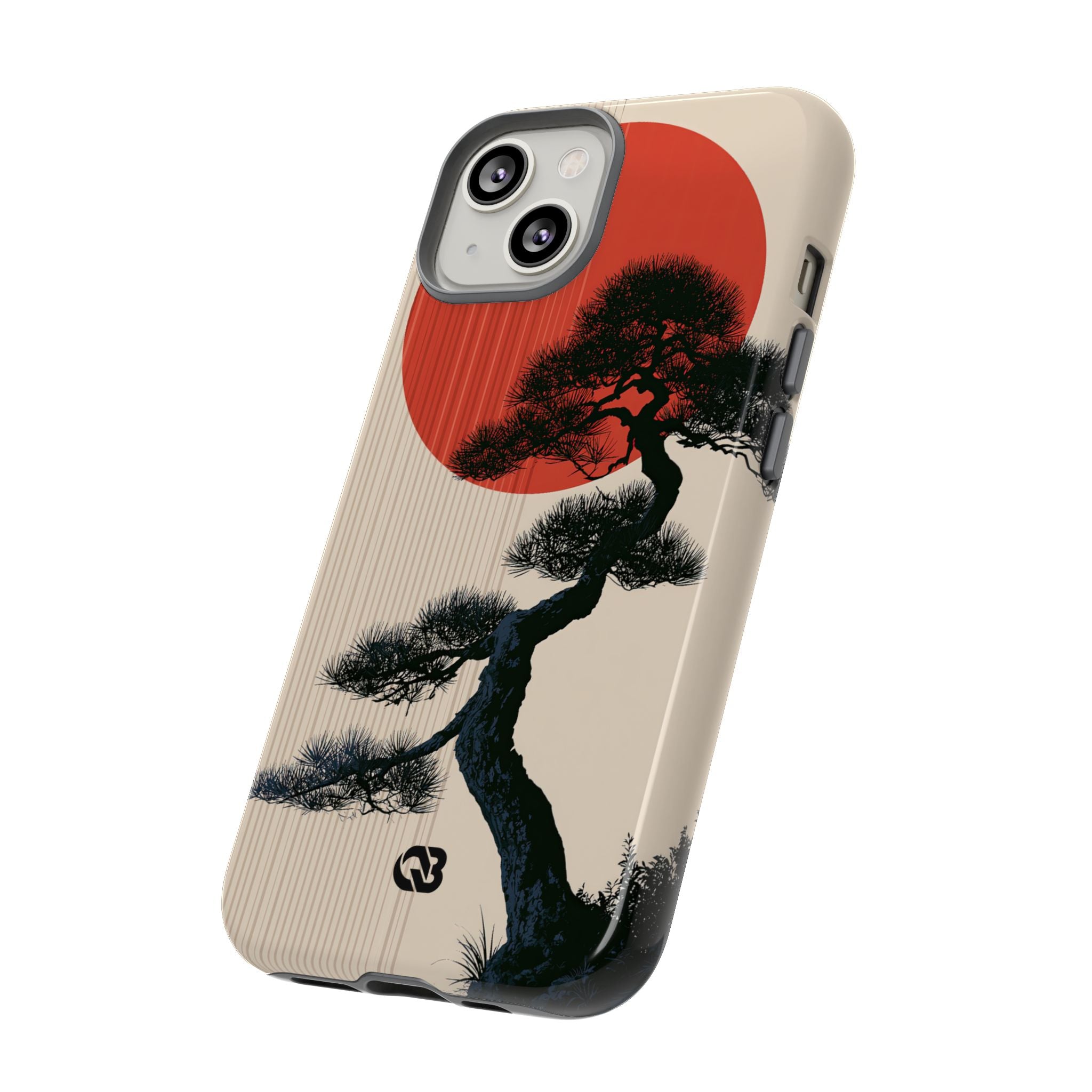 Beige Tough Phone Case for iPhone - Kyoto Crimson Pine