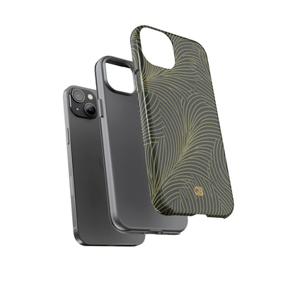 Green Tough Phone Case for iPhone - Dark Olive Plume
