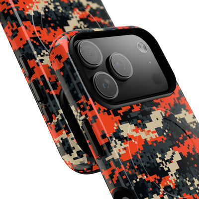 Signal Pixel Camo · Tough 2.0 Magnetic Phone Case for iPhone · Orange