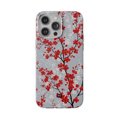 Grey Lite Phone Case for iPhone - Crimson Sakura Slate