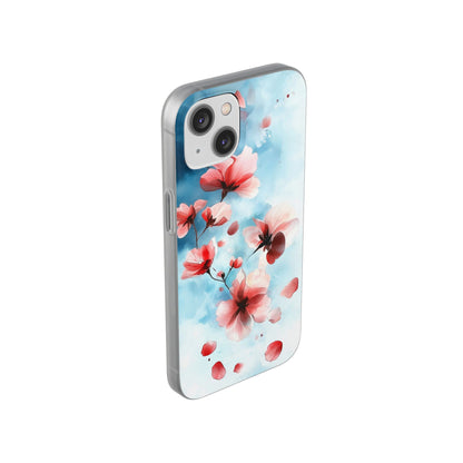 Pink Blossom Drift iPhone 14 Skal - Mjuk