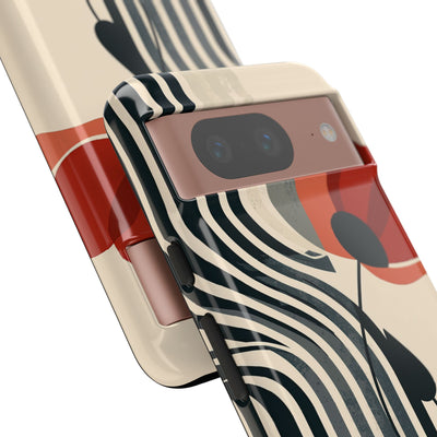 Beige Tough Phone Case for Google Pixel - Crimson Line Bloom