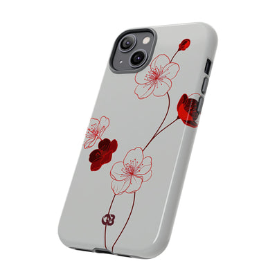 Red Tough Phone Case for iPhone - Kyoto Ember Bloom