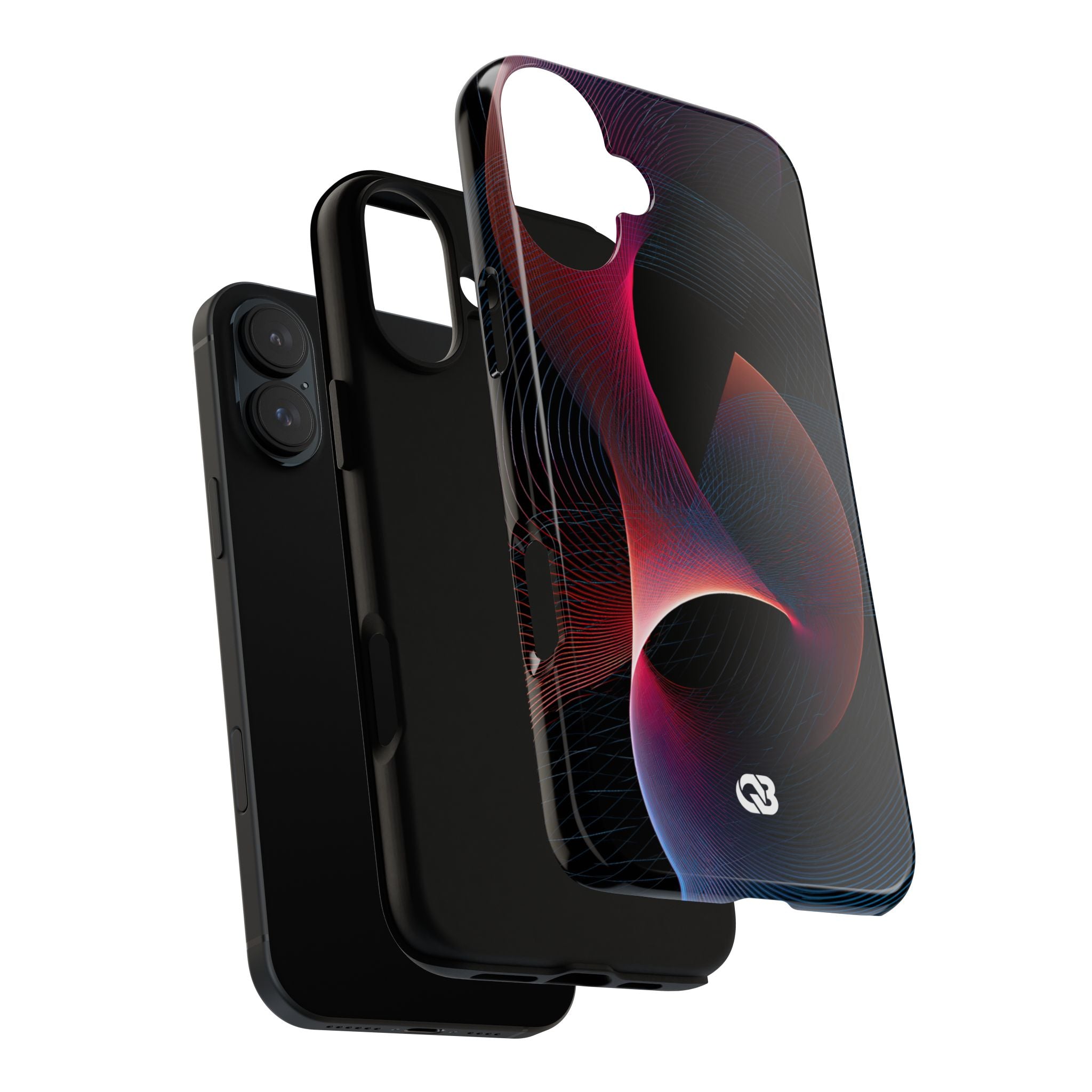 Black Tough Phone Case for iPhone - Cobalt Crimson Flux