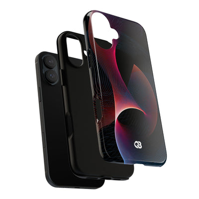 Black Tough Phone Case for iPhone - Cobalt Crimson Flux