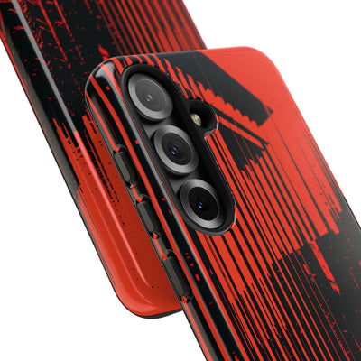 Red Tough Phone Case for Samsung - Crimson Brutalist Distortion