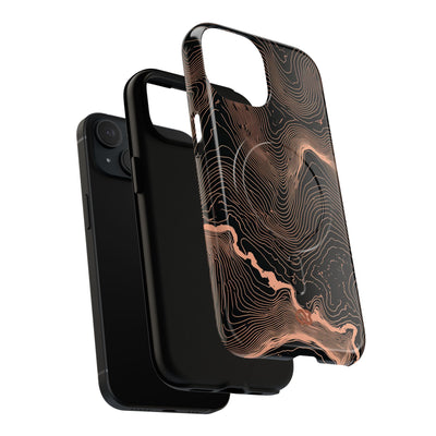 Orange Tough 2.0 Magsafe Phone Case for iPhone - Salmon Ridge Topo