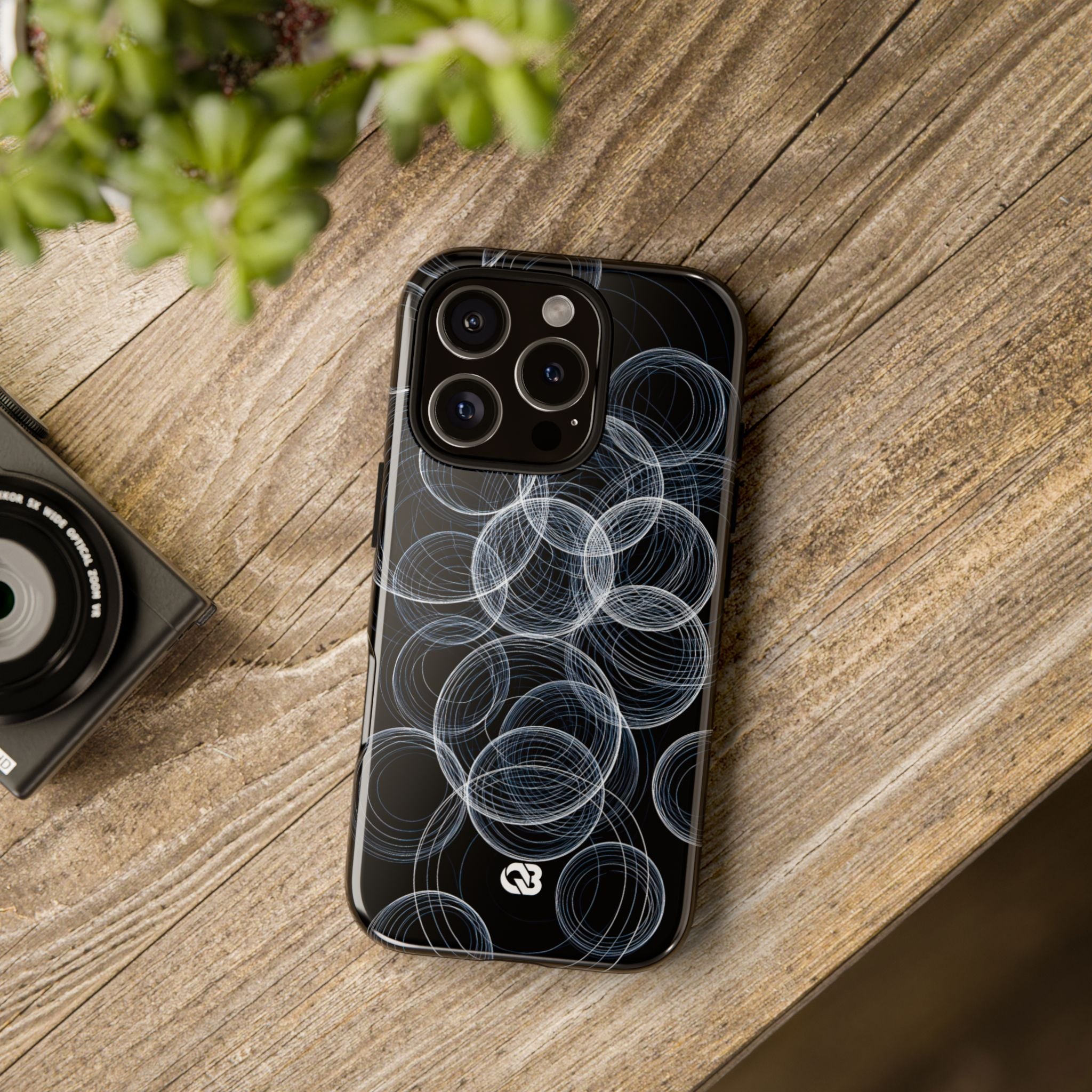 Black Tough Phone Case for iPhone - Frosted Ring Matrix