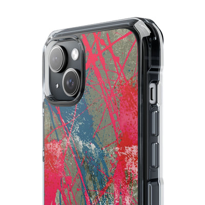 Neon Static Drip · Clear Impact Magnetic Phone Case for iPhone · Pink