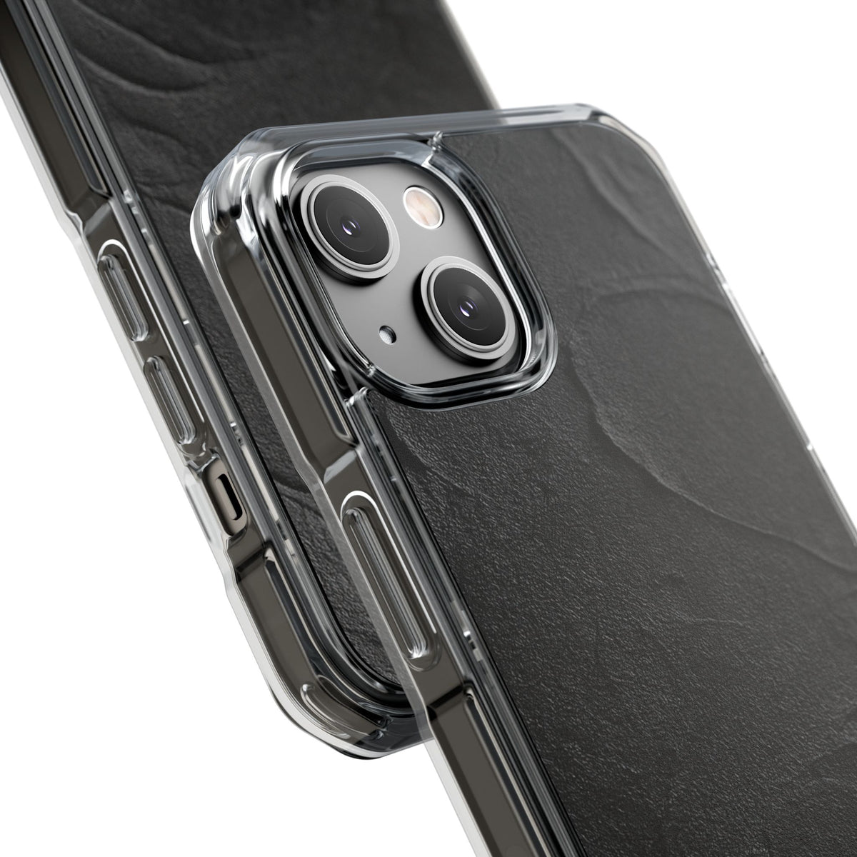 Obsidian Stucco Relief · Clear Impact Magnetic Phone Case for iPhone ·  Black