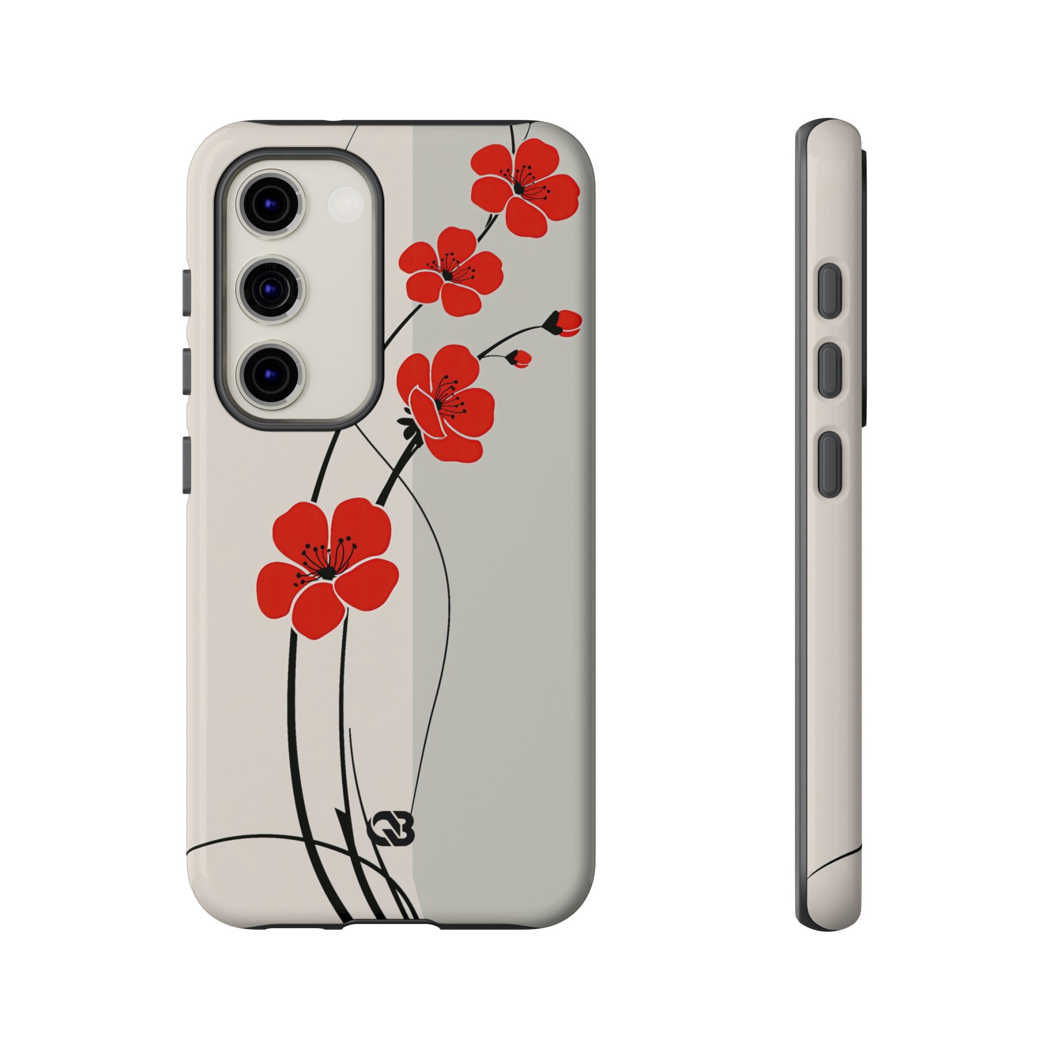 Beige Tough Phone Case for Samsung - Scarlet Ink Petals