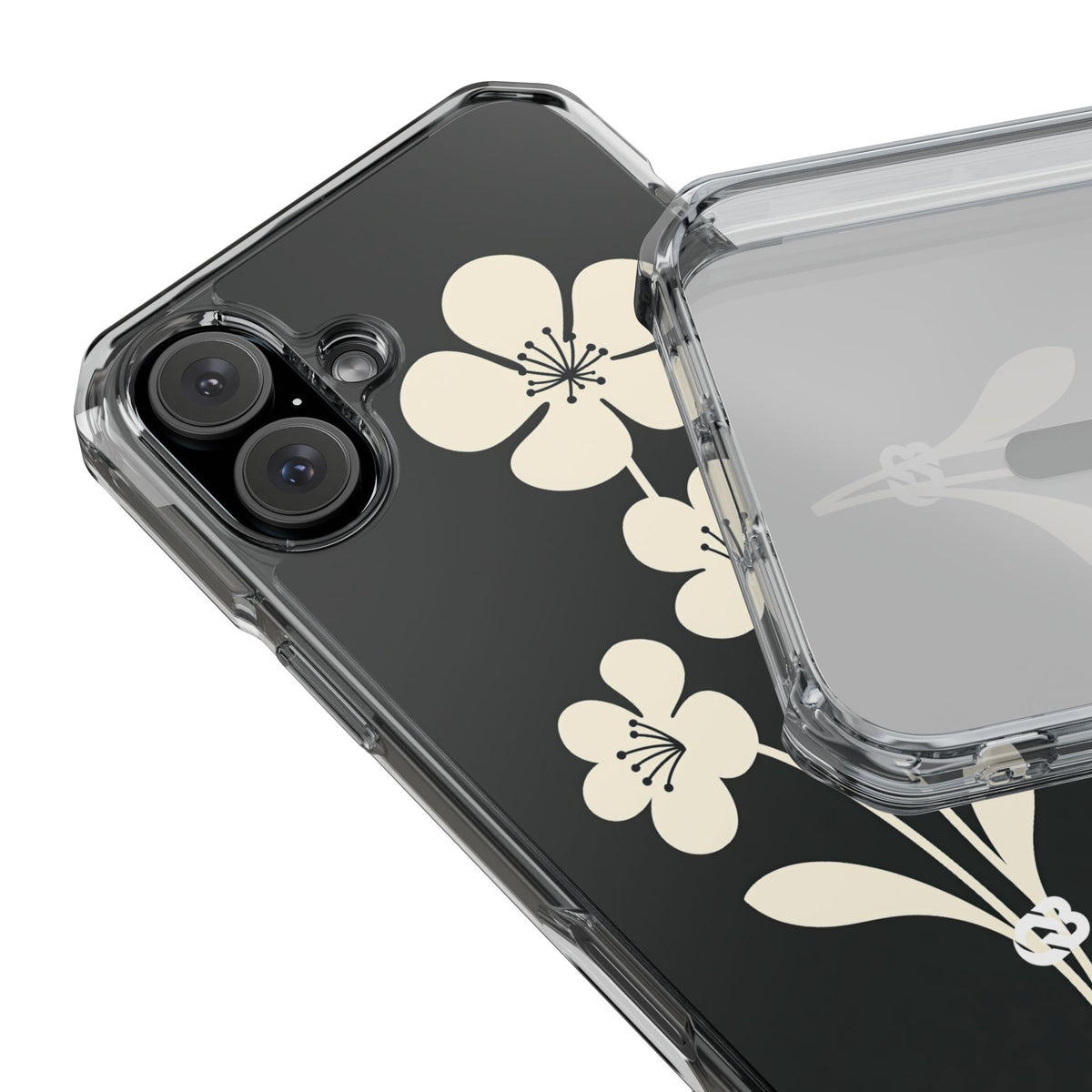 Nordic Blossom · Clear Impact Magnetic Phone Case for iPhone ·  Black