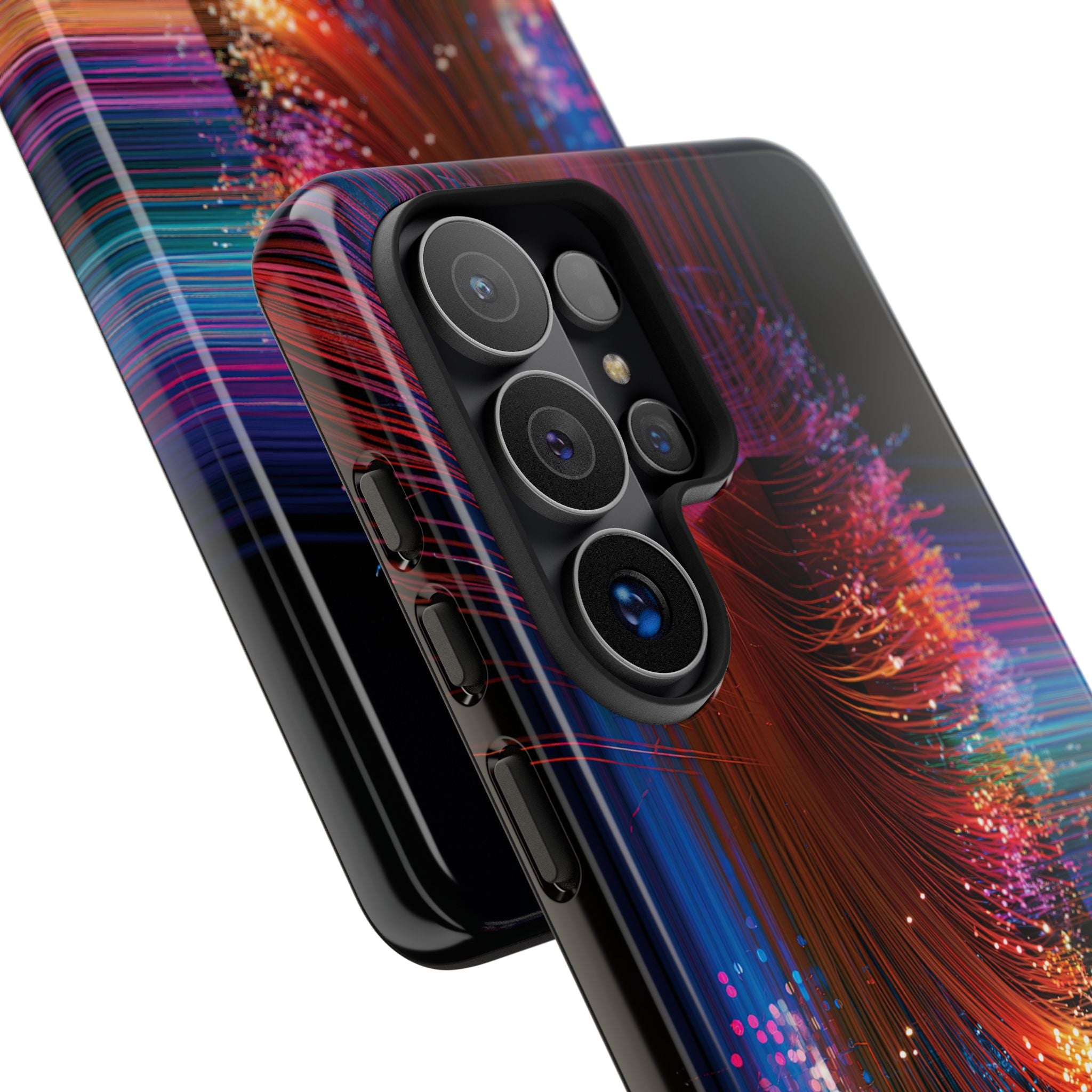 Black Tough Phone Case for Samsung - Cyber Optic Streak