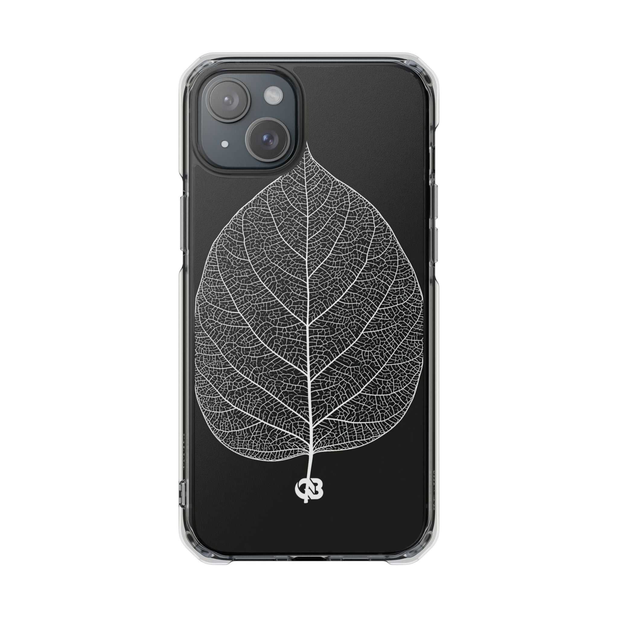 Black Impact MagSafe Phone Case for iPhone - Bleached Leaf Lattice