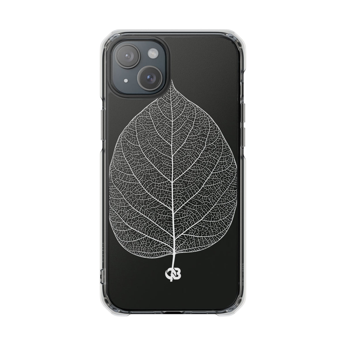 Monochrome Leaf Skeleton · Clear Impact Magnetic Phone Case for iPhone ·  Black