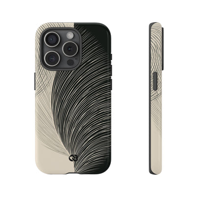 Beige Tough Phone Case for iPhone - Obsidian Cream Plume