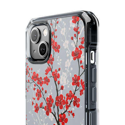 Grey Impact MagSafe Phone Case for iPhone - Crimson Sakura Slate