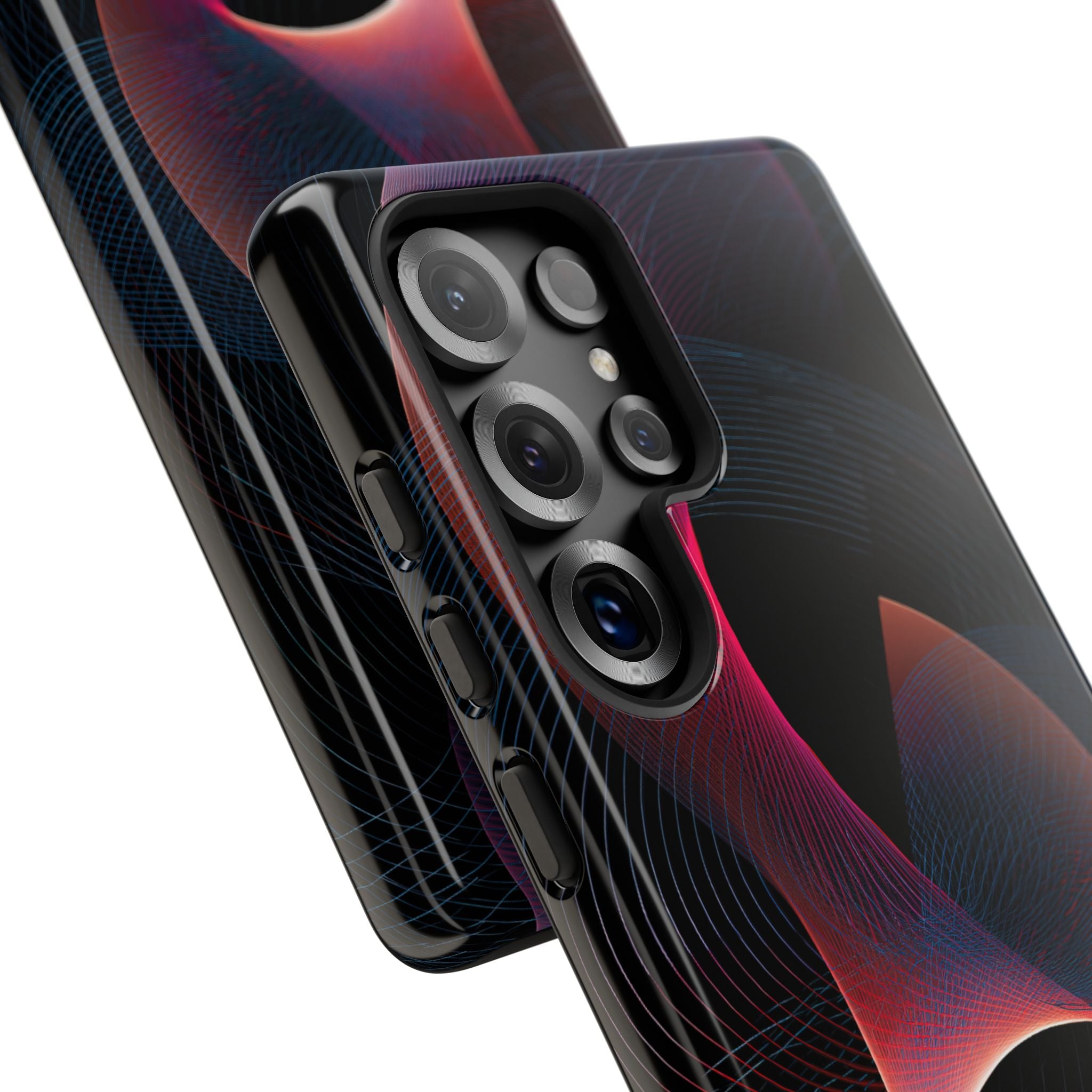 Black Tough Phone Case for Samsung - Cobalt Crimson Flux
