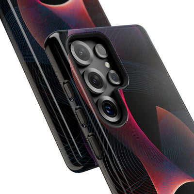 Black Tough Phone Case for Samsung - Cobalt Crimson Flux