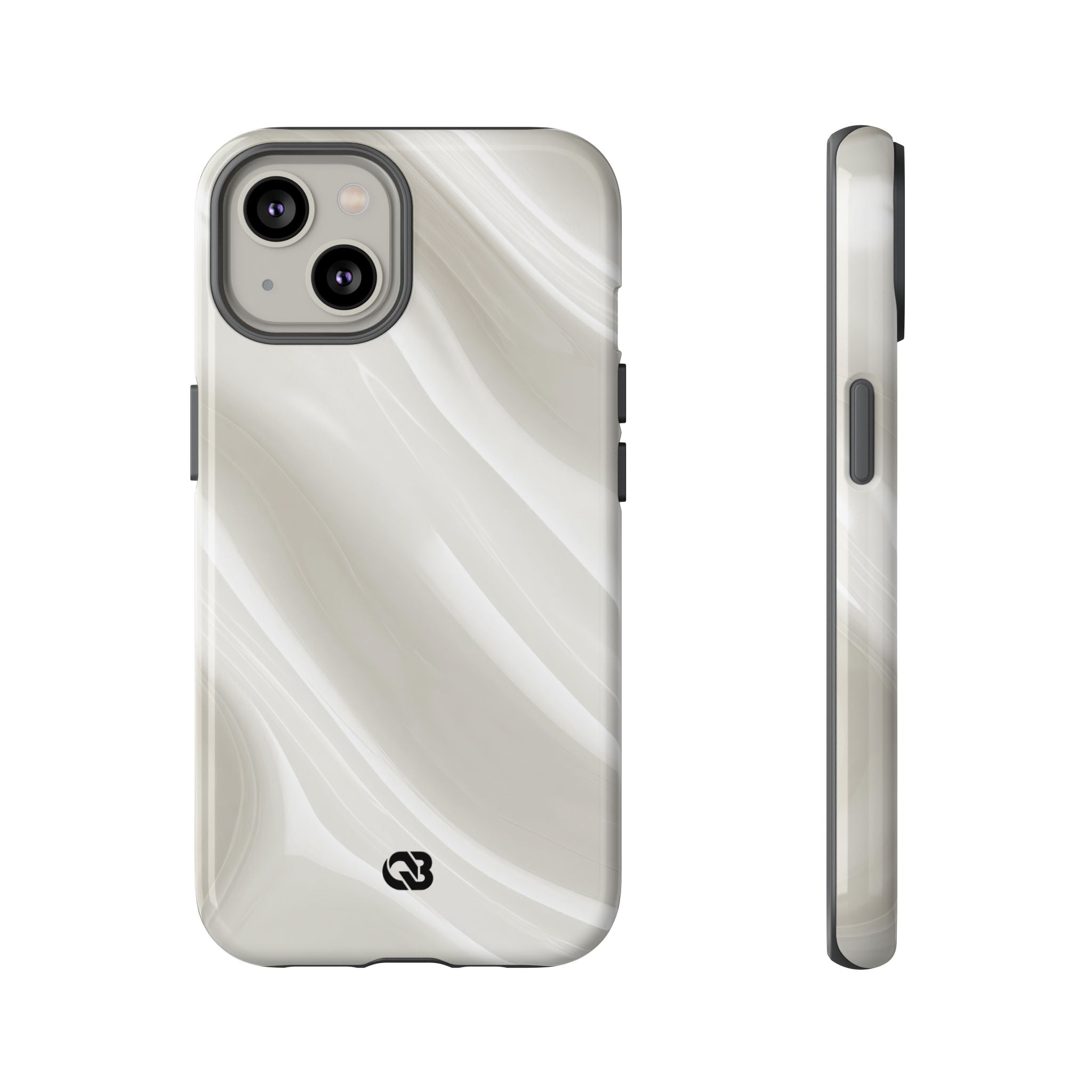 White Tough Phone Case for iPhone - Polished Ivory Wave