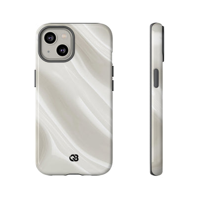 White Tough Phone Case for iPhone - Polished Ivory Wave