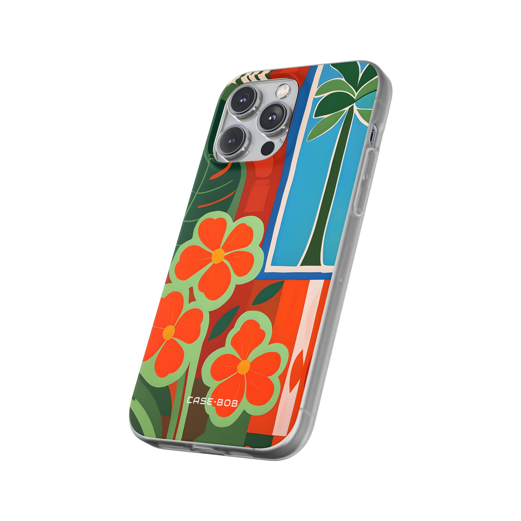 Oranssi Kukka Räjähdys iPhone 14 Pro Max -pehmeä suojakotelo