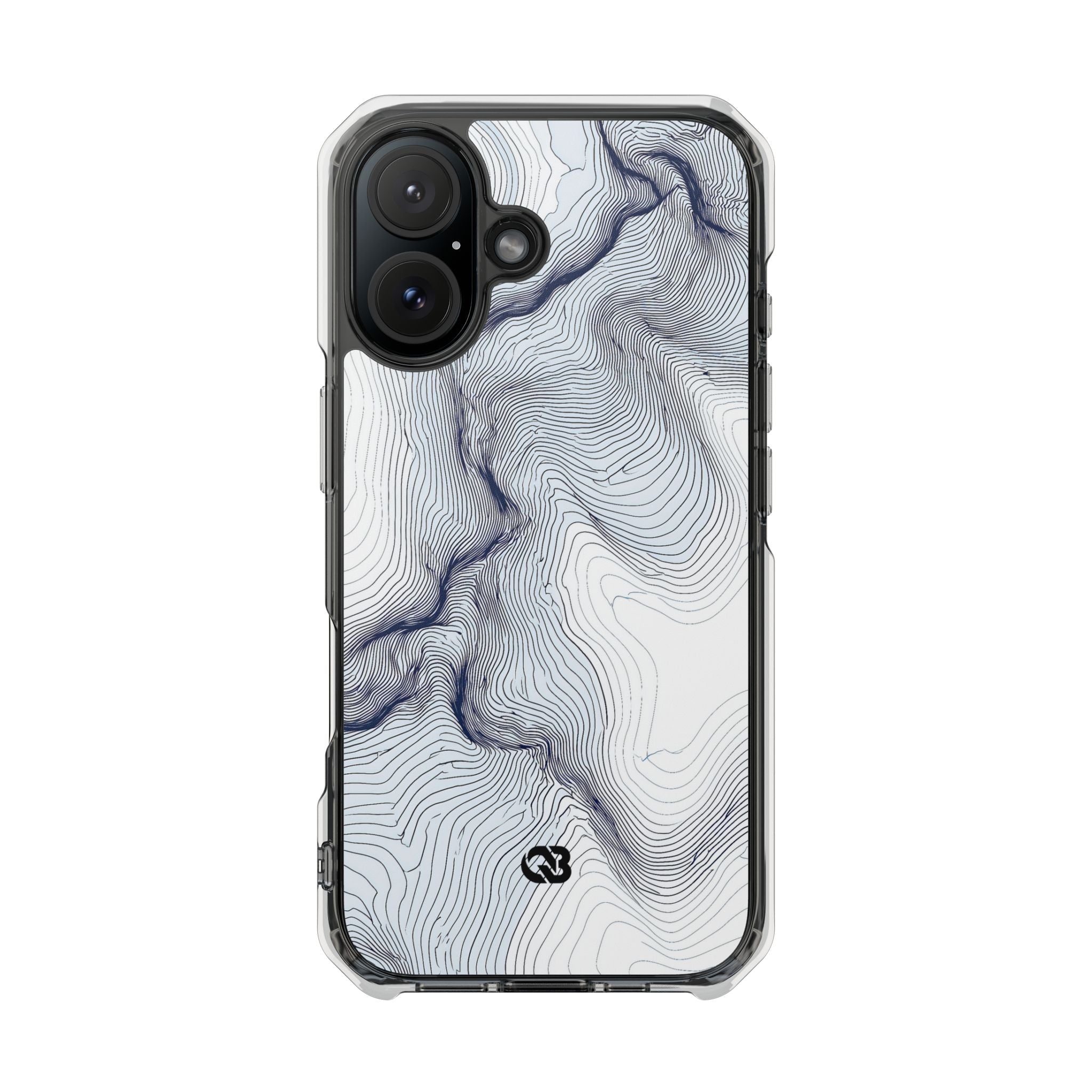 White Impact MagSafe Phone Case for iPhone - Nordic Ridge Topo