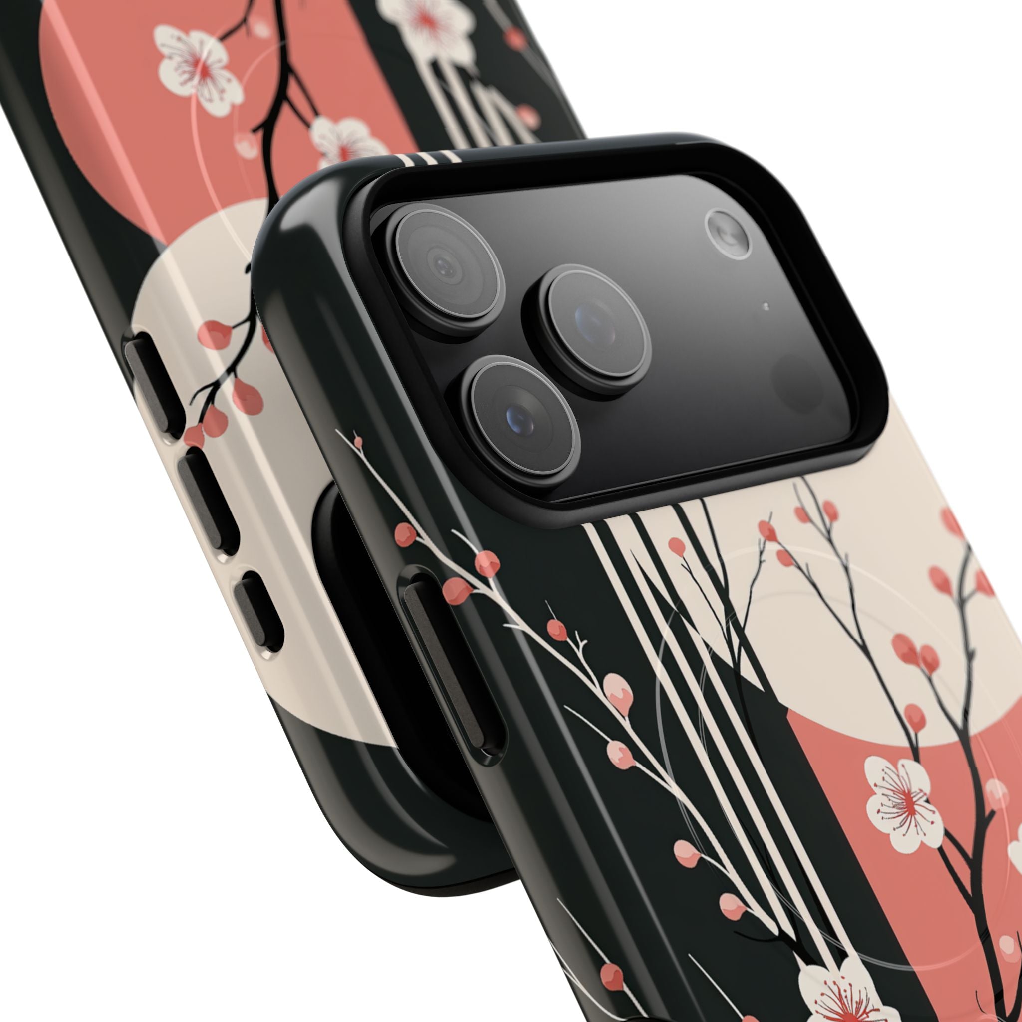 Black Tough 2.0 Magsafe Phone Case for iPhone - Kyoto Midnight Blossom