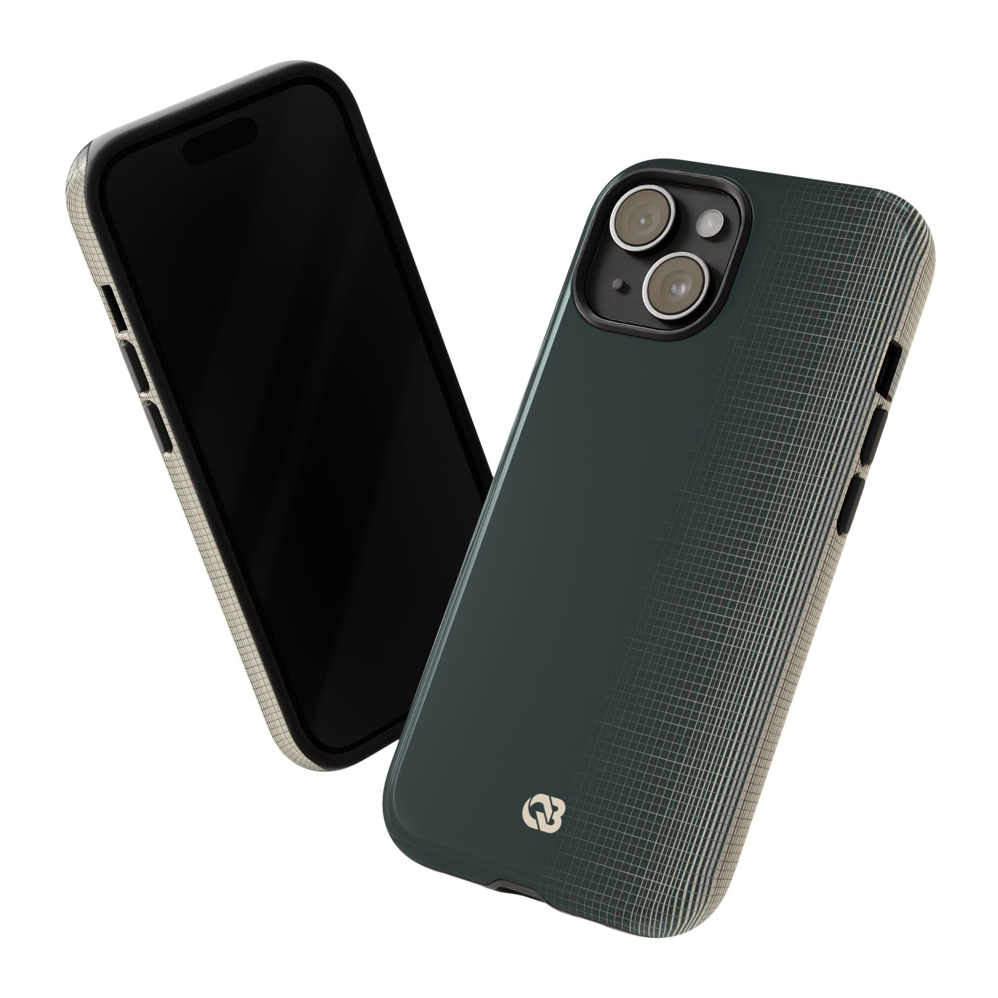 Grey Tough Phone Case for iPhone - Charcoal Tech Grid