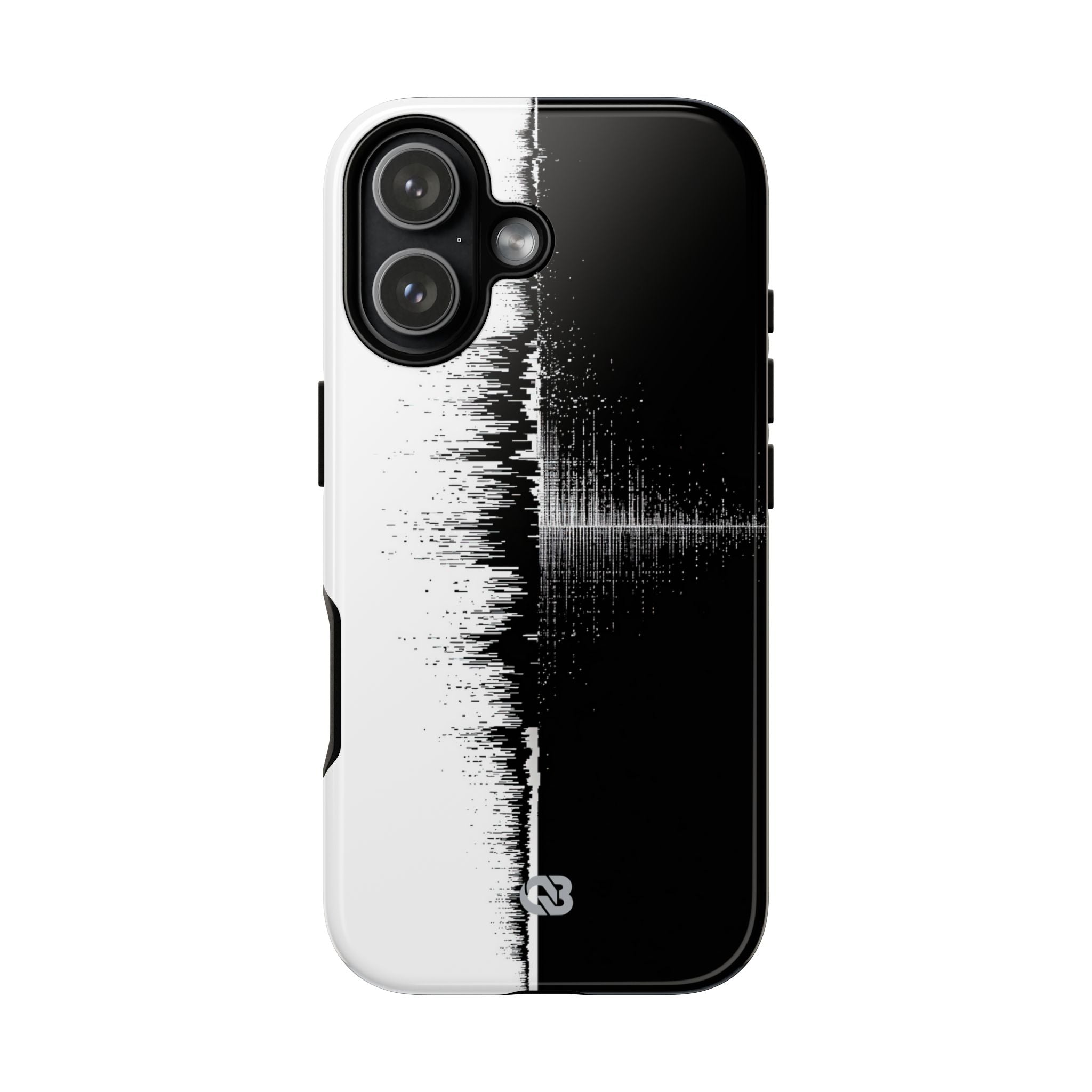 Black Tough Phone Case for iPhone - Static Signal Split