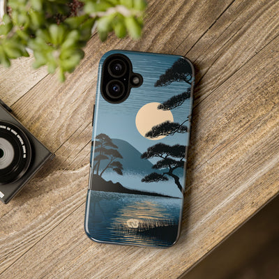 Blue Tough Phone Case for iPhone - Midnight Kyoto Pine