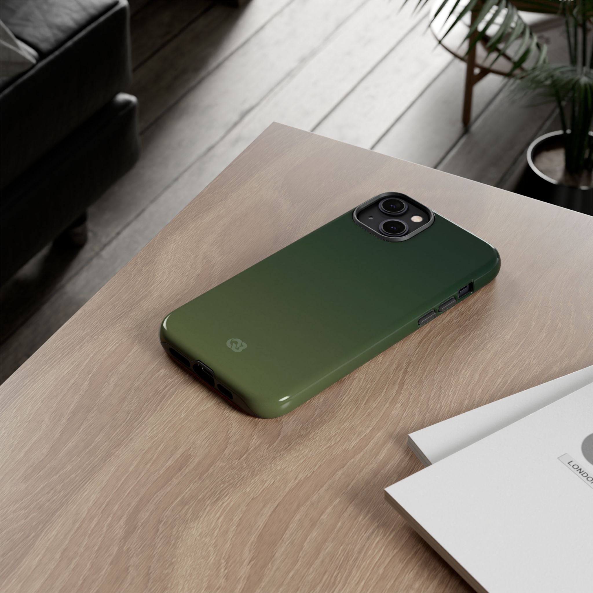 Green Tough Phone Case for iPhone - Shadow Moss Grain