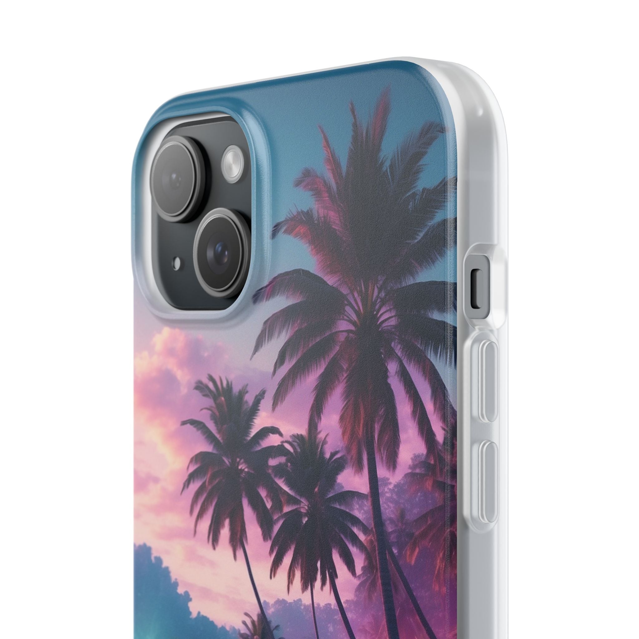 Neon Shore Palms · Soft Phone Case for iPhone
