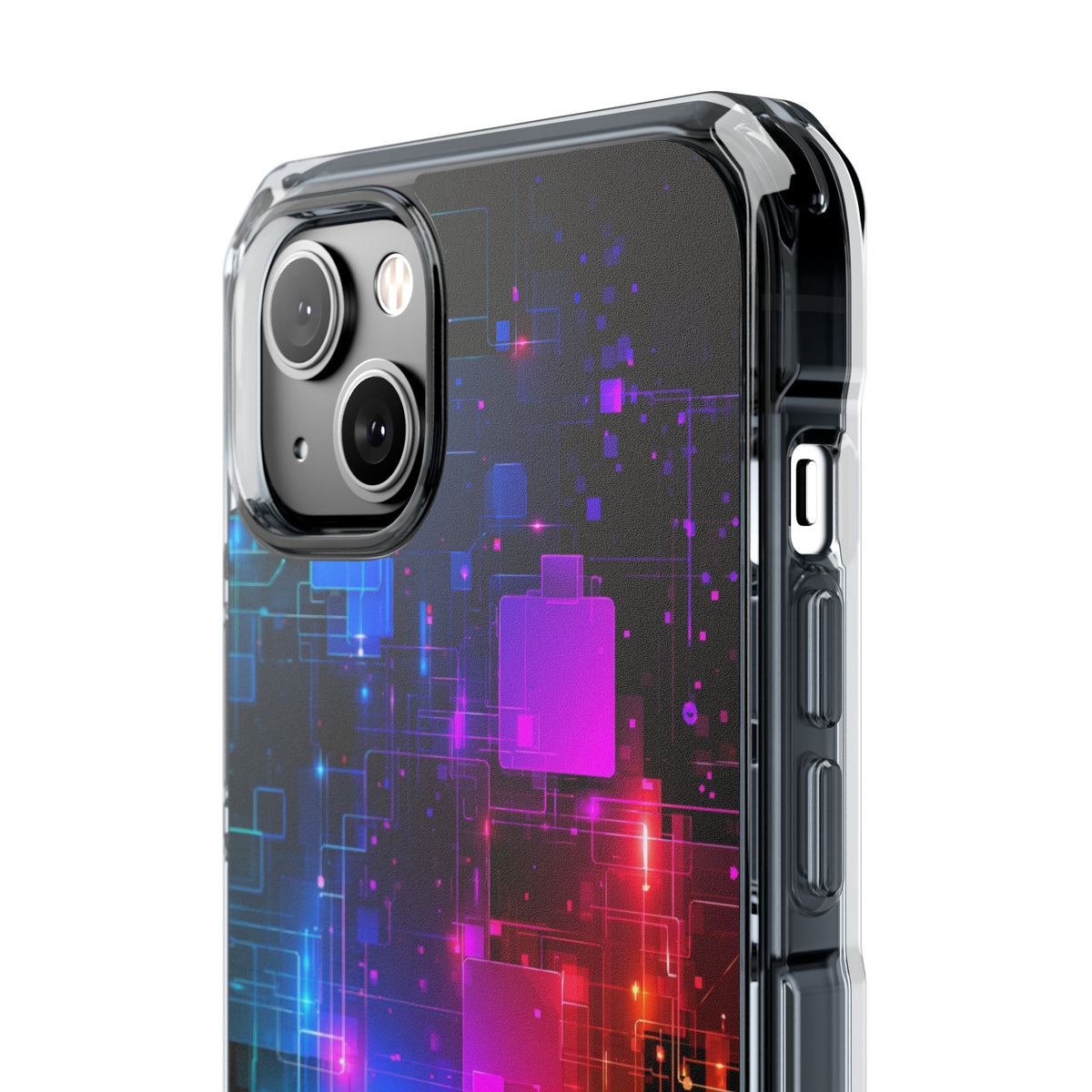 Spectral Circuit Grid · Clear Impact Magnetic Phone Case for iPhone · Black