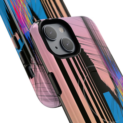 Blue Tough 2.0 Magsafe Phone Case for iPhone - Fractured Data Skyline